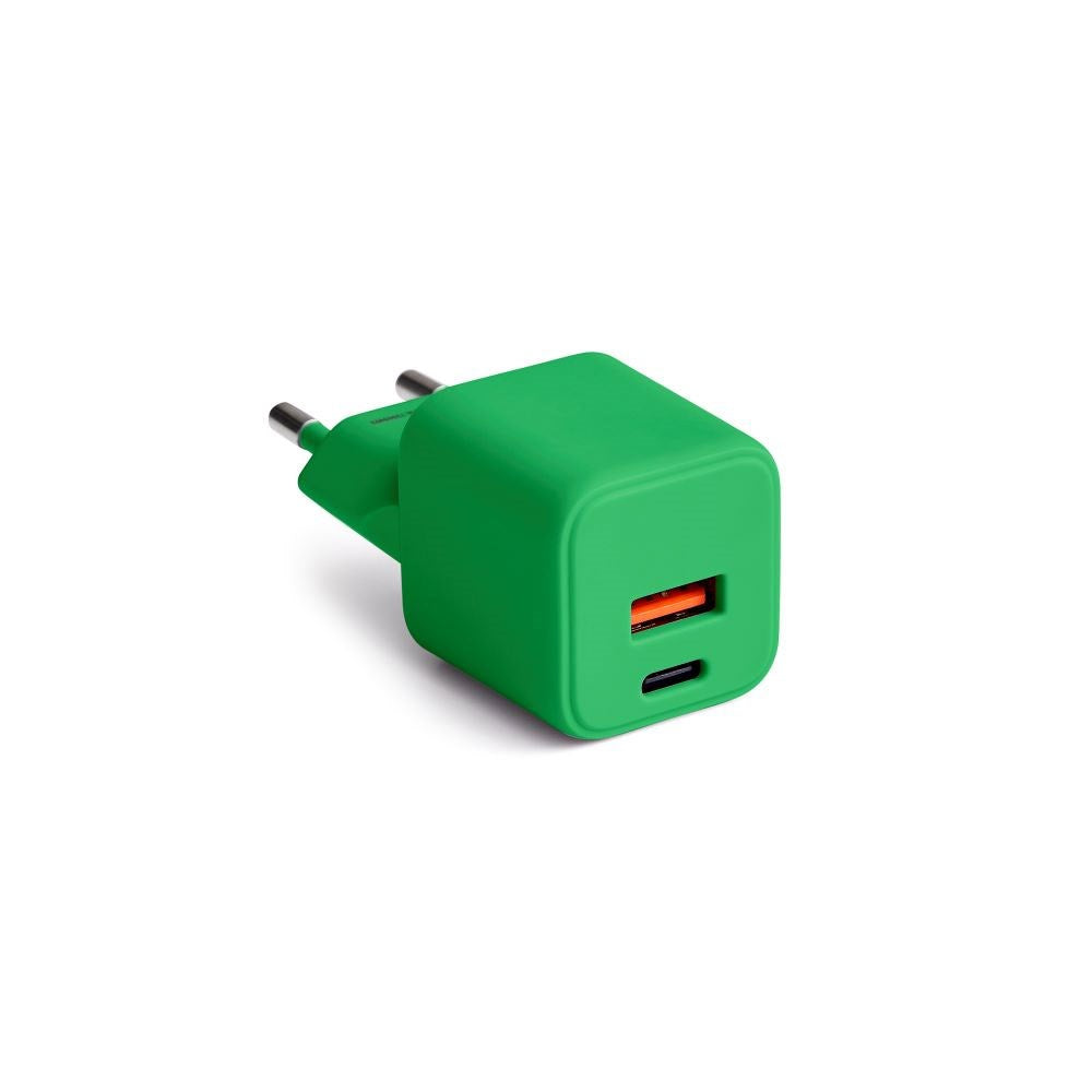 Colorum Vægoplader - 1x USB-A & 1x USB-C / 30W - Green