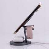 Forever 15W MAWC-200 3-i-1 trådløs multilader m. USB-C - MagSafe-kompatibel - Grå