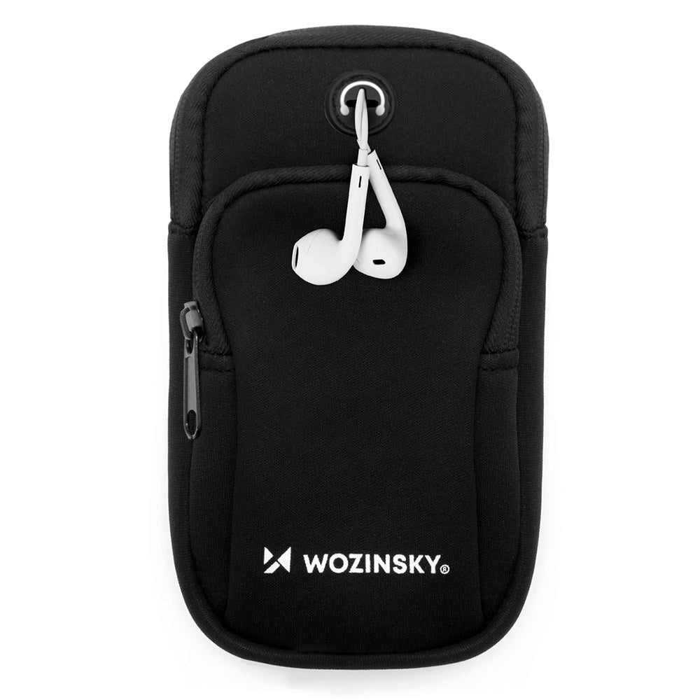 Wozinsky løpearmbånd med 2 lommer svart (maks. mobil 170 x 80 mm)
