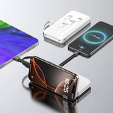 Wozinsky Powerbank - 10.000mAh - Lommelygte - Udtrækkelige Kabler - Hvid