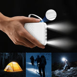 Wozinsky Powerbank - 10.000mAh - Lommelygte - Udtrækkelige Kabler - Hvid