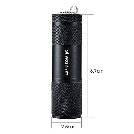 Wozinsky WLD-9L Lommelygte med UV-Lys til Sporing - Sort