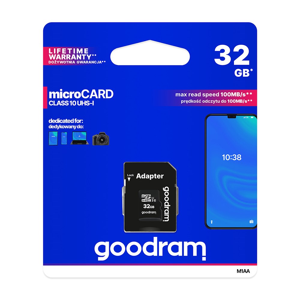GoodRam Micro SDHC Hukommelseskort - 32GB - 100 MB/s - Sort