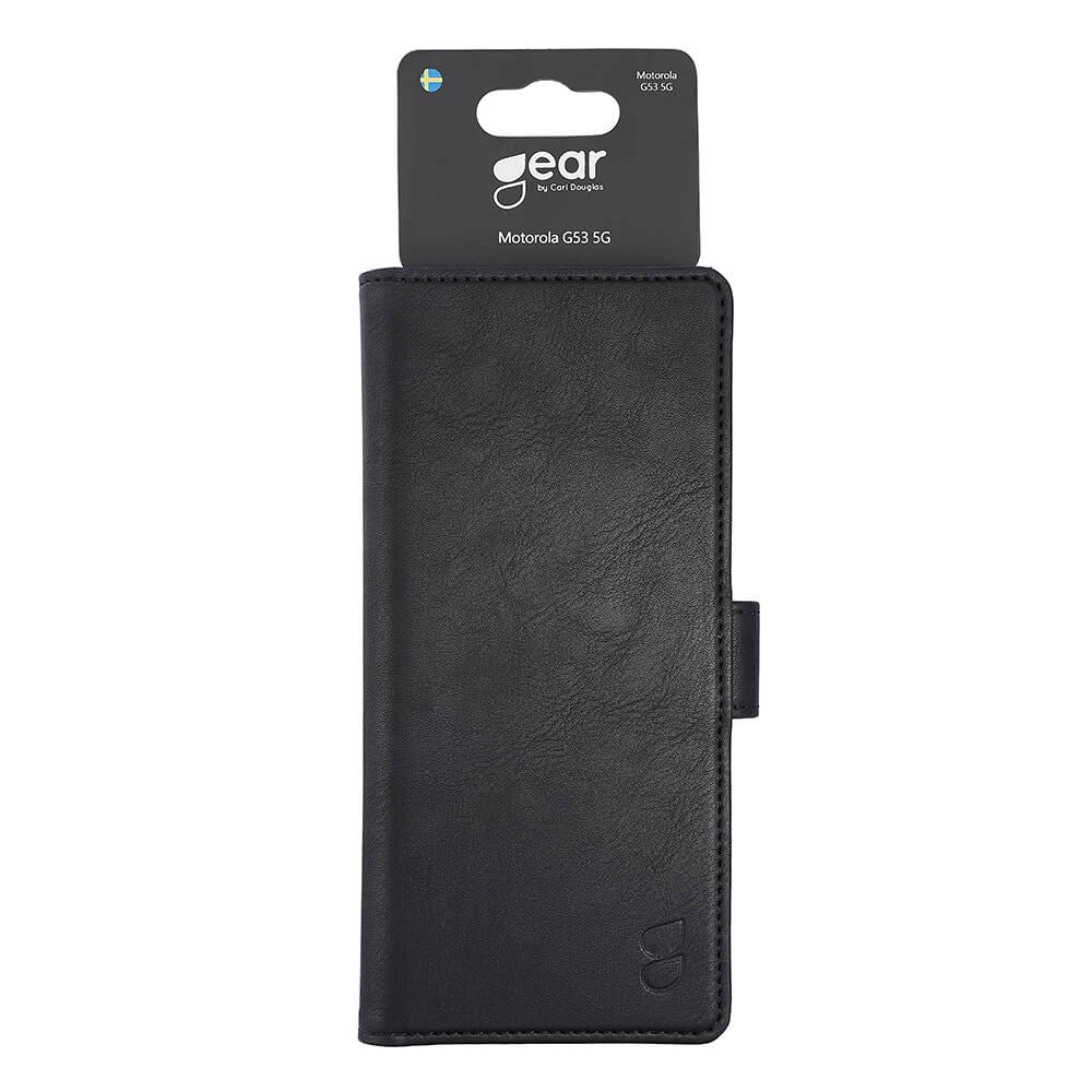 Motorola Moto G53 GEAR Kunstlæder Flip Case m. Kortholder & Ståfunktion - Sort