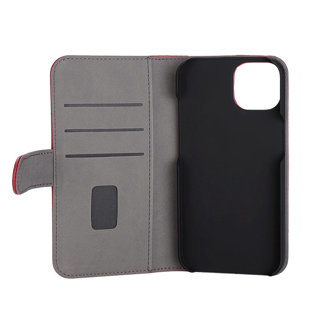 iPhone 14 / 13 GEAR Wallet - Læder Flip Cover m. Pung til 3 Kort - Rød