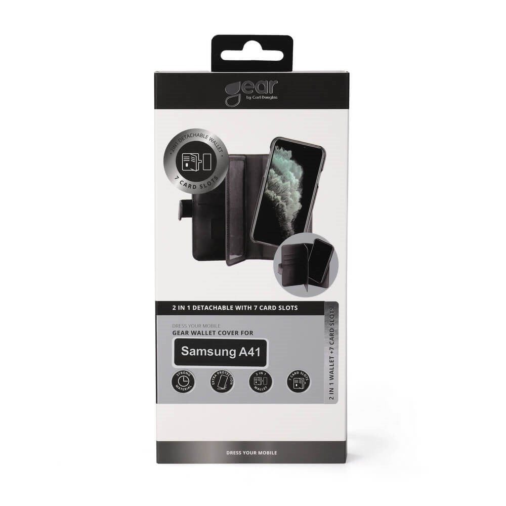 Samsung Galaxy A41 Gear Wallet 2-i-1 magnetdeksel m. 7 kortlommer - svart