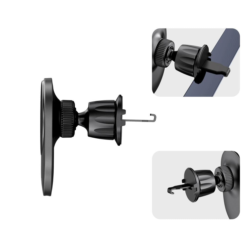 Tech-Protect MM15W-V1 trådløs lader for ventilasjon - MagSafe-kompatibel - Svart