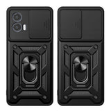 Motorola Moto G73 Tech-Protect Camshield Cover m. Magnetisk ring- og stativfunksjon - svart