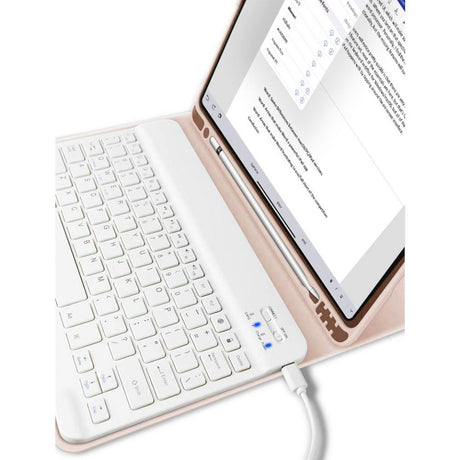 iPad 11" (2025) / iPad 10,9" (2024/2022) Tech-Protect tastaturdeksel m. Blyantholder - Engelsk layout - Rosa