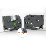 Label Tape Kassette 8 meter Lamineret Kompatibel med Brother P-Touch labelprintere Sort på Hvid - 12mm