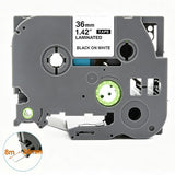 Label Tape Kassette 8 meter Lamineret Kompatibel med Brother P-Touch labelprintere Sort på Hvid - 36mm