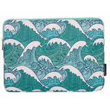 CanvasArtisan Sleeve m. Wave Motiv for bærbar PC / Macbook 14" - (37 x 26,5 x 2 cm) - Blå