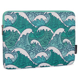 CanvasArtisan Sleeve m. Wave Motiv for bærbar PC / Macbook 14" - (37 x 26,5 x 2 cm) - Blå