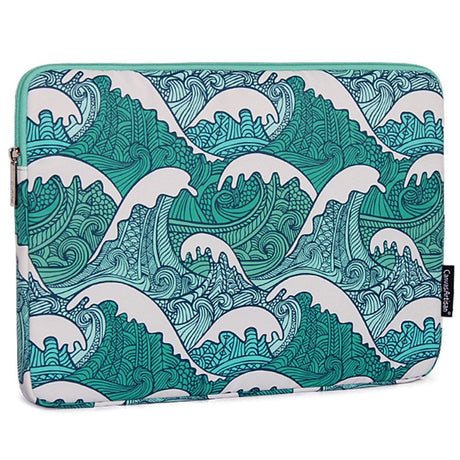 CanvasArtisan Sleeve m. Wave Motiv for bærbar PC / Macbook 14" - (37 x 26,5 x 2 cm) - Blå