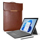 Macbook 13-14" imitert skinnveske for MacBook m. lite etui (33 x 25 cm) - Mørkebrun