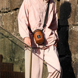 Sykkelstyrveske i polyester m. Stropp - Brun