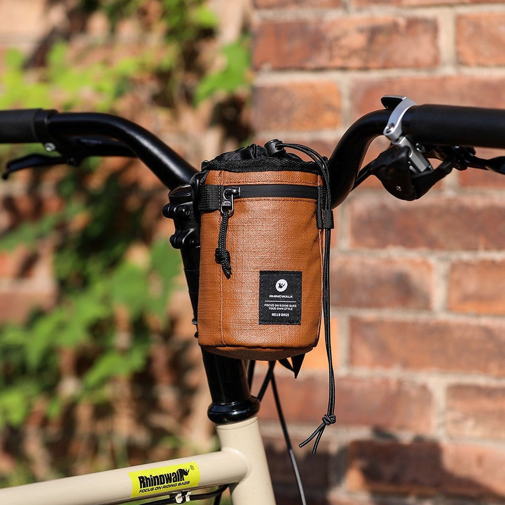 Sykkelstyrveske i polyester m. Stropp - Brun
