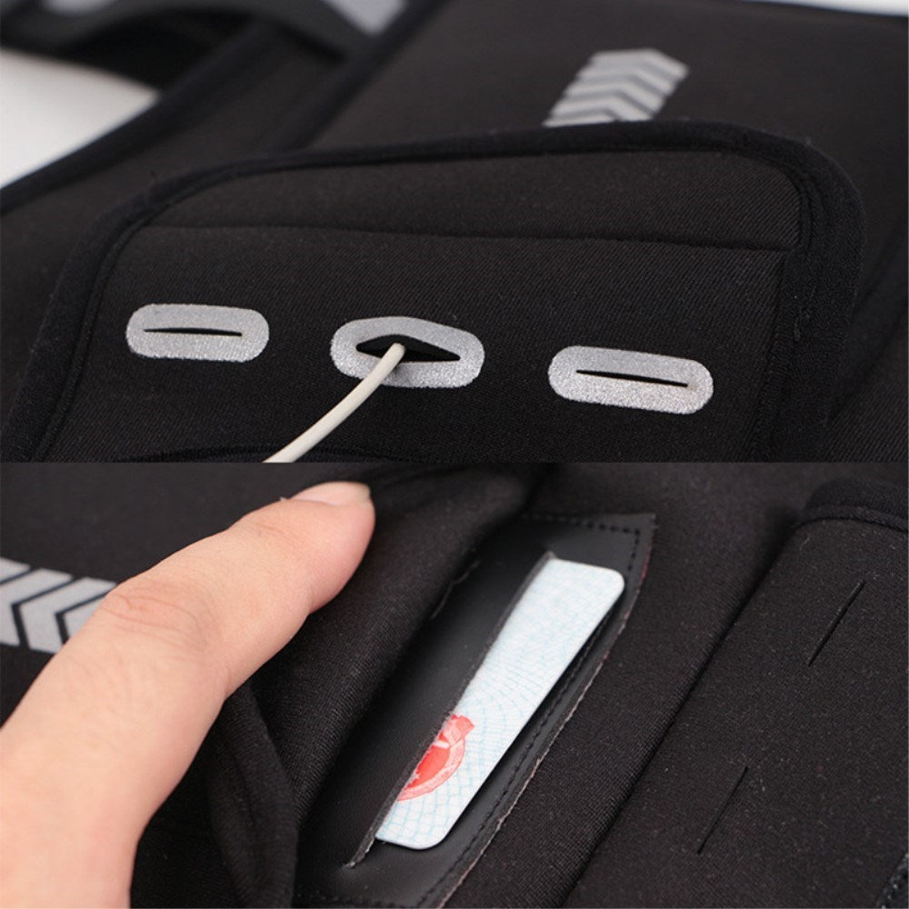 Løpevest m. Reflex - Mobiltelefonholder - Drikkeflaskeholder - Sort