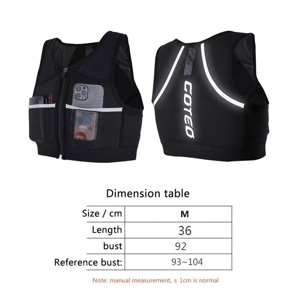 Refleksvest m. Lommer - Størrelse Medium - Sort