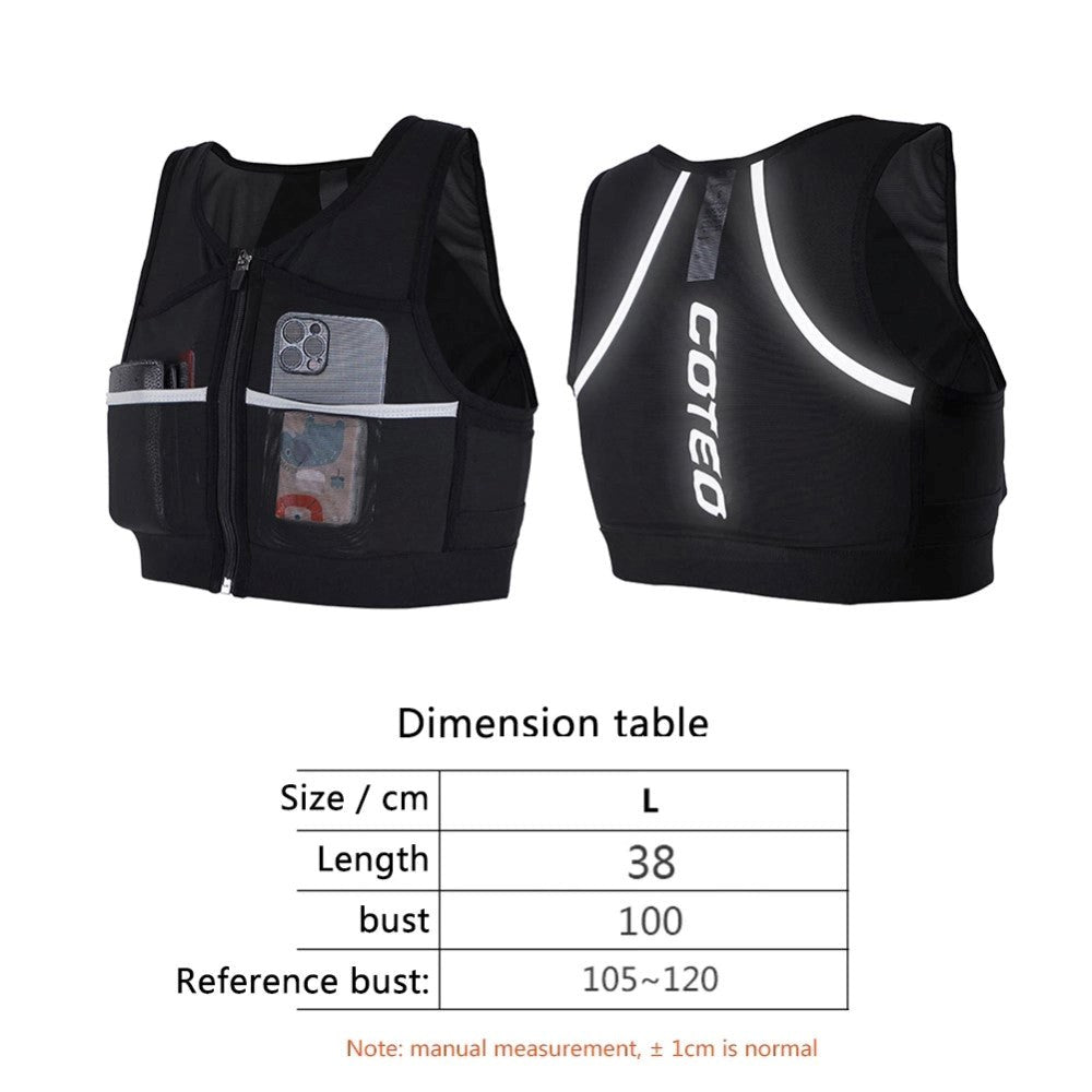 Refleksvest m. Lommer - Størrelse Large - Sort