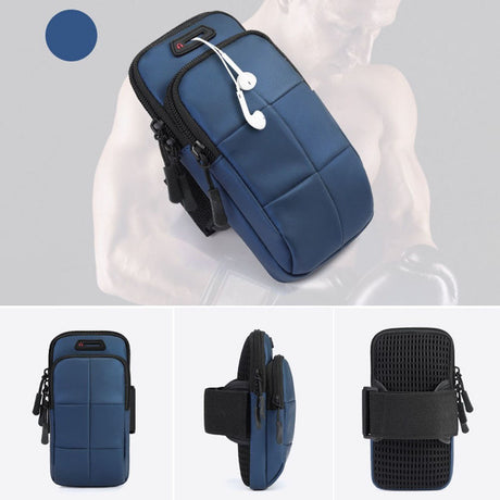 Universalt løpearmbånd for smarttelefon m. Oppbevaring (Maks Mobil: 180 x 95 mm) - Blå