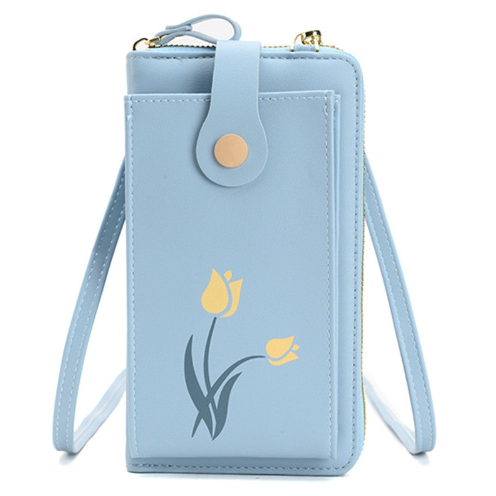 Universal Leather Clutch m. Skulderstropp (160 x 80 mm) - Blå