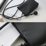 Crossbody mobilveske i kunstskinn m. Magnetlukking (200 x 130 mm) - Svart