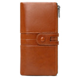 Mobil lommebok i kunstskinn med kortholdere og glidelåslommer (maks. mobil: 185 x 95 x 20 mm) - Brun