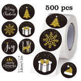 Klistermærkerulle med 500 stk. - 7 Unikke Designs - Jul / Guld