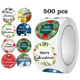 Klistermærkerulle med 500 stk. - 8 Unikke Designs - Merry Christmas