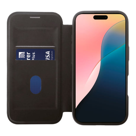 iPhone 16 Vivanco Classic Wallet Leather Flip Cover m. Lommebok - MagSafe-kompatibel - Svart