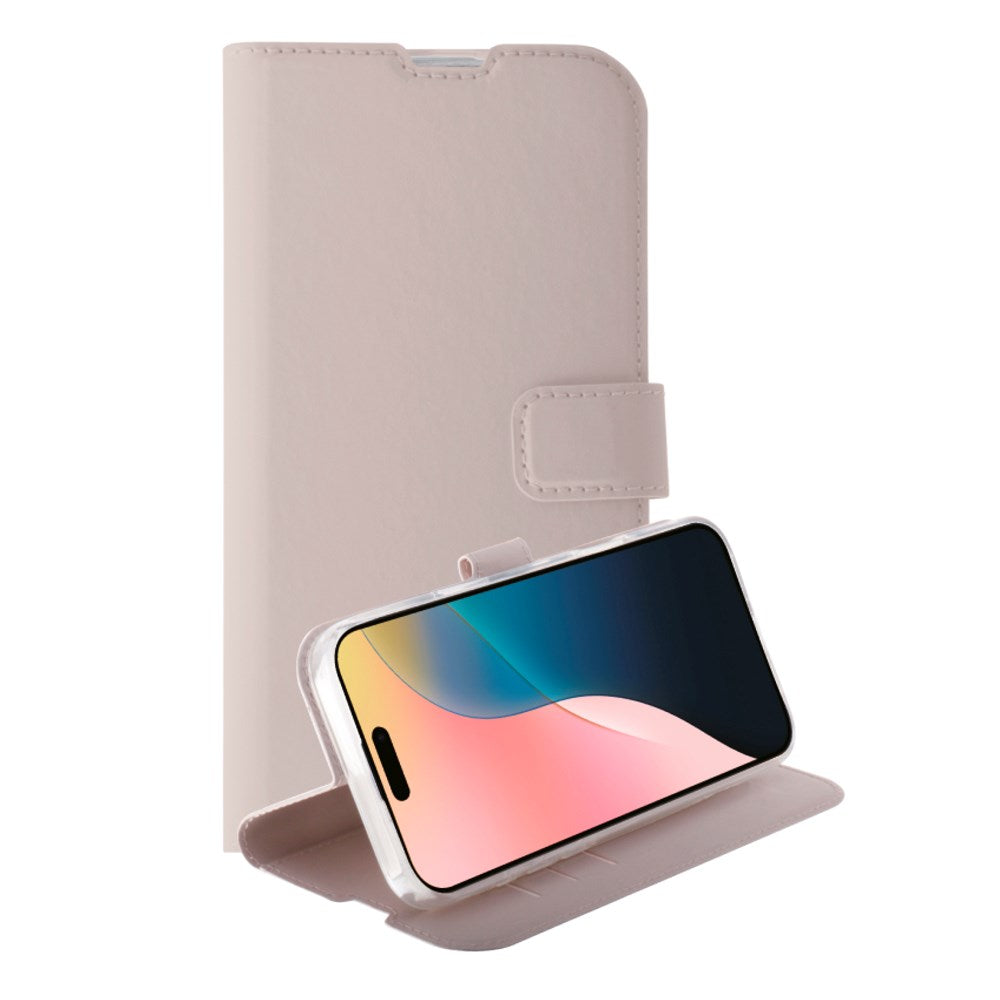 iPhone 16 Vivanco Classic Wallet Leather Flip Cover m. Lommebok - Greige