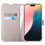 iPhone 16 Vivanco Classic Wallet Leather Flip Cover m. Lommebok - Greige