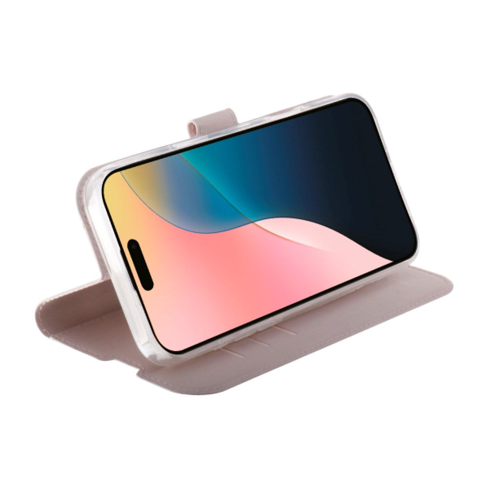 iPhone 16 Vivanco Classic Wallet Leather Flip Cover m. Lommebok - Greige