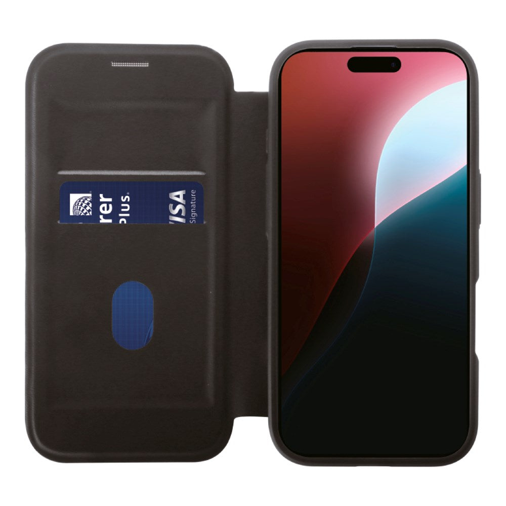 iPhone 16 Pro Vivanco Classic Wallet Leather Flip Cover m. Lommebok - MagSafe-kompatibel - Svart