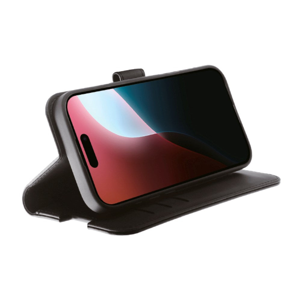 iPhone 16 Pro Vivanco Classic Wallet Leather Flip Cover m. Lommebok - Svart