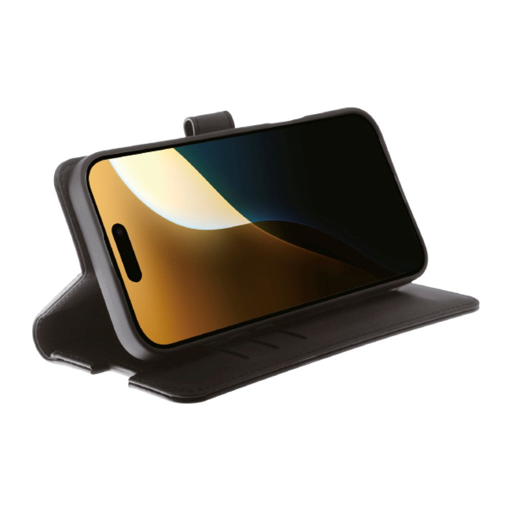 iPhone 16 Pro Max Vivanco Classic Wallet Leather Flip Cover m. Lommebok - Svart