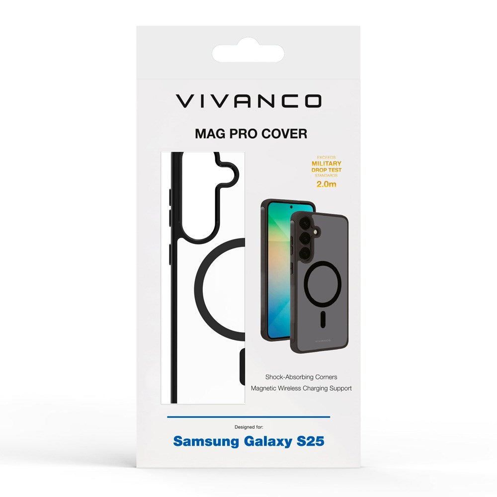 Vivanco Samsung Galaxy S25 deksel – Mag Pro - Gjennomsiktig/Sort