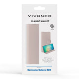 Samsung Galaxy S25 Vivanco Classic Wallet Flip Cover m. Kortholder - Greige
