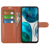 Motorola Moto G42 Litchi Leather Flip Cover m. Lommebok - Brun
