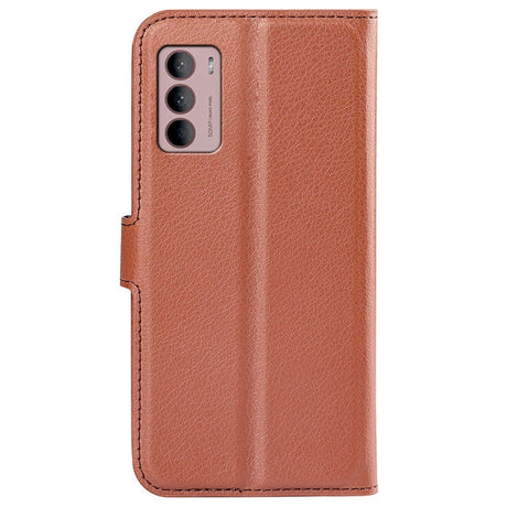 Motorola Moto G42 Litchi Leather Flip Cover m. Lommebok - Brun