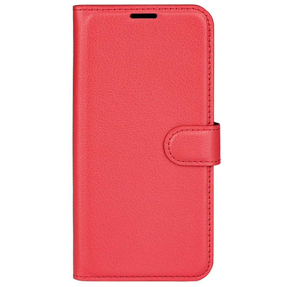 Motorola Moto G42 Litchi Leather Flip Cover m. Lommebok - Rød