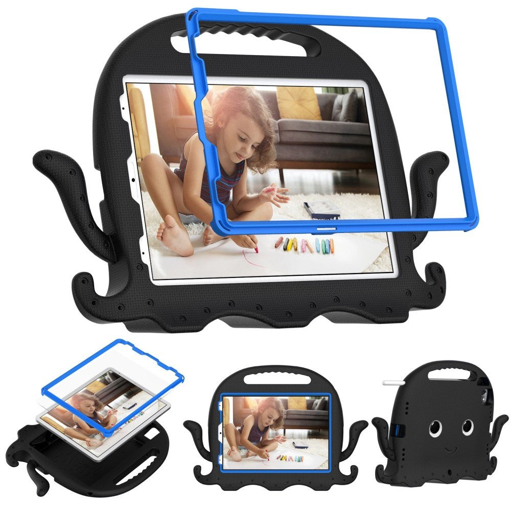 EIDERWOOD iPad Air 11" (2025 / 2024) / Pro 11" (2018-2024) Bakdeksel for barn m. Skulderstropp &amp; Håndholder - Octopus - Svart