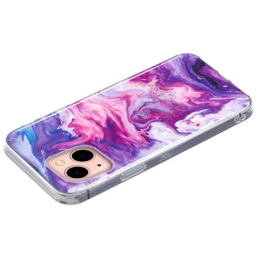 iPhone 13 Fleksibelt Bagside Cover Marmor Mønster - Rød
