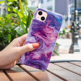 iPhone 13 Fleksibelt Bagside Cover Marmor Mønster - Rød