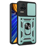 Xiaomi Poco F4 Craftsman Bakdeksel m. Magnetisk Kickstand &amp; Cam Slider - Grønn