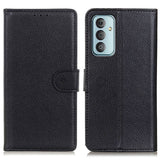 Samsung Galaxy M13 Litchi Leather Flip Cover m. Lommebok - Svart