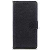 Samsung Galaxy M13 Litchi Leather Flip Cover m. Lommebok - Svart