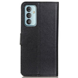 Samsung Galaxy M13 Litchi Leather Flip Cover m. Lommebok - Svart