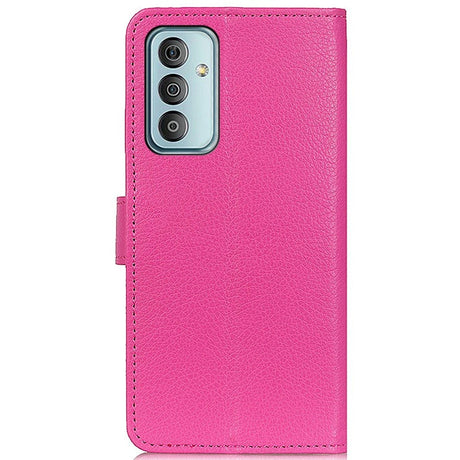 Samsung Galaxy M13 Litchi Leather Flip Cover m. Lommebok - Rosa